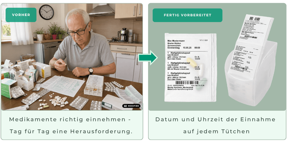 Privatverblisterung vorher nachher